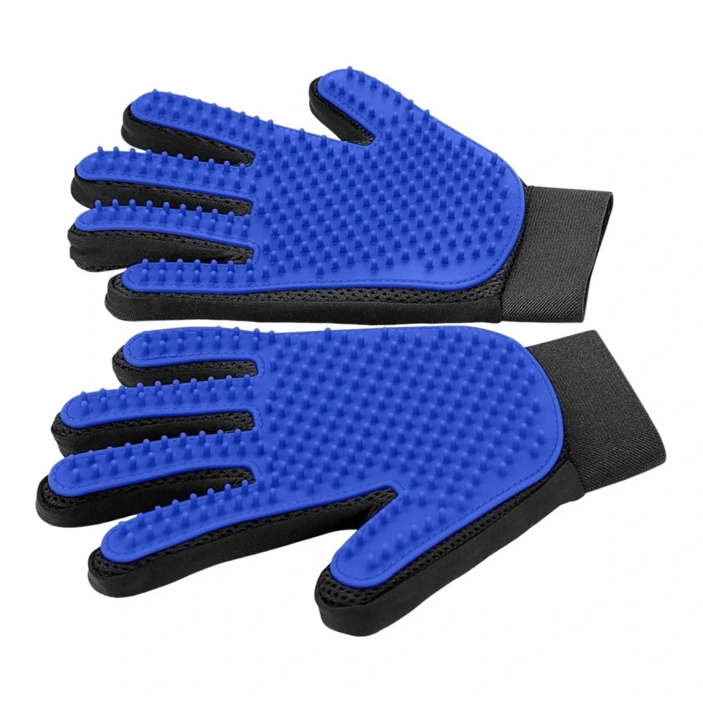 Washing Gloves for Long and Short Hair Dogs & Cats & Horses - 1 Pair (Blue)